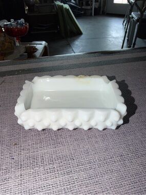 Vintage Fenton White Hobnail Milk Glass Rectangular Dish/ashtray